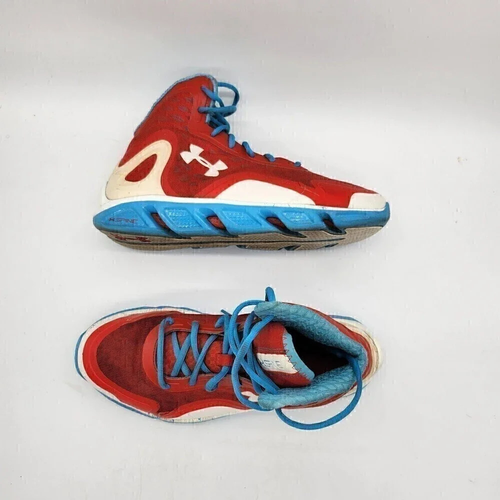 Under Armour Shoes Mens 10 M Spine Crimson Teal Blue 1238198-601 Hi Top Sneaker